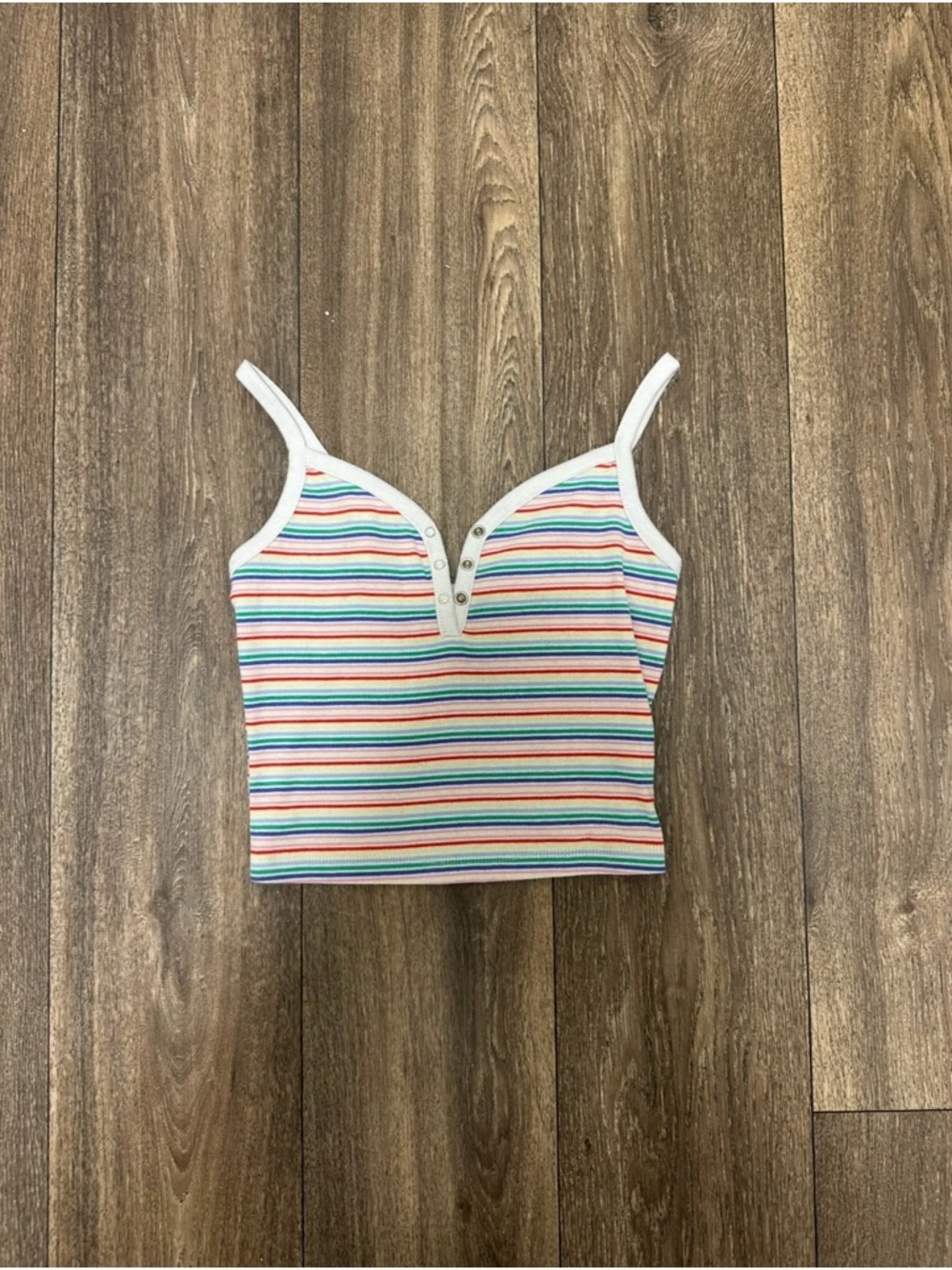 No Boundaries Multicolor Striped Ribbed Cropped Tank